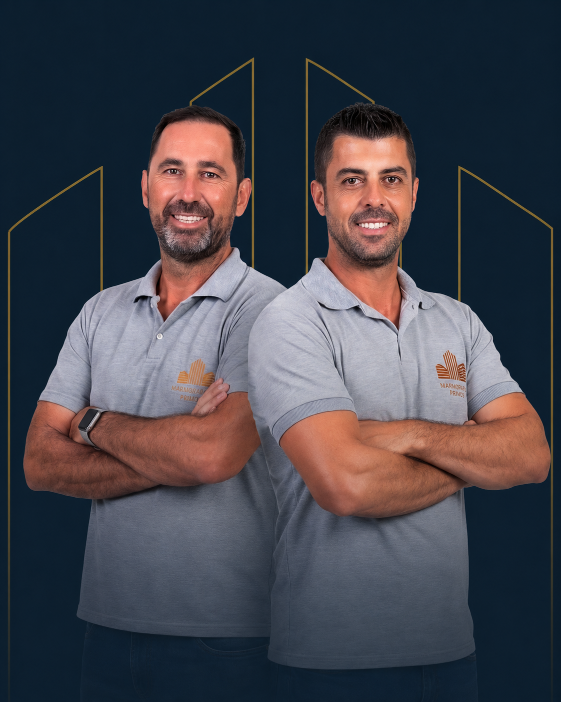 Cristiano e Caio — fundadores da Marmoraria Primos